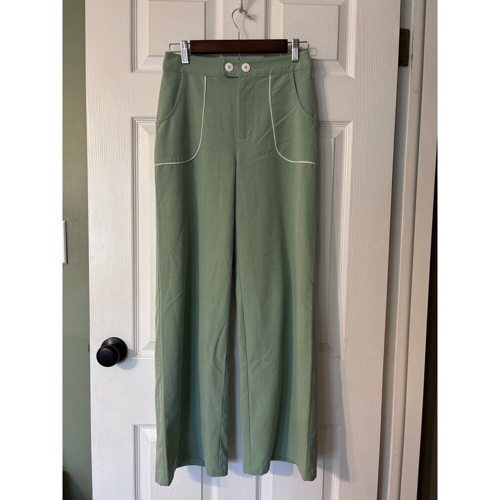 ModCloth Pants Women's Size 4 Sage Green Retro Wide Leg Dress Pants